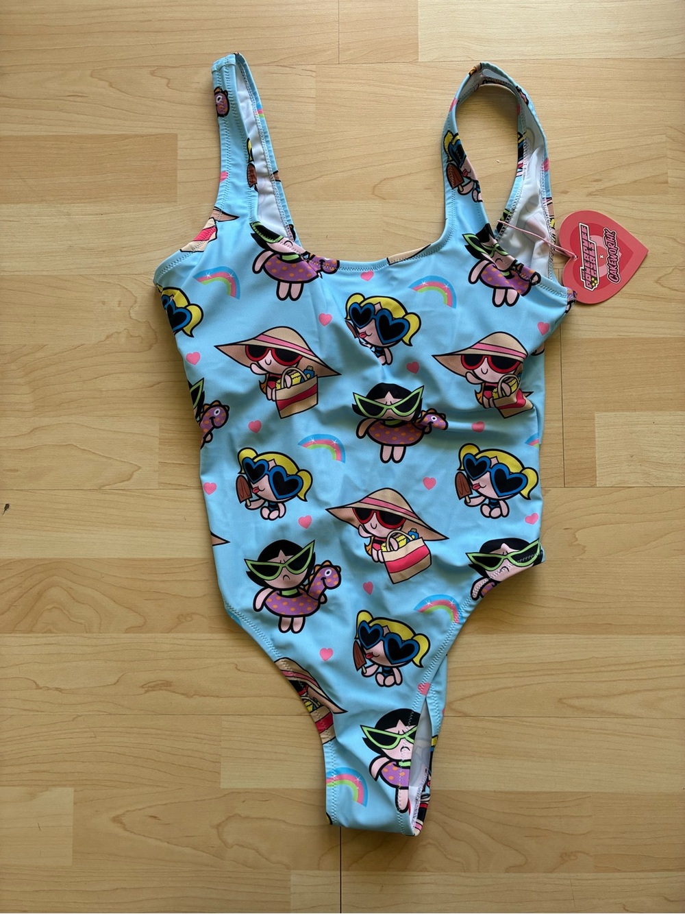 Cakeworthy NWT Powerpuff Girls Women’s One-Piece Swimsuit M Blue Multicolor